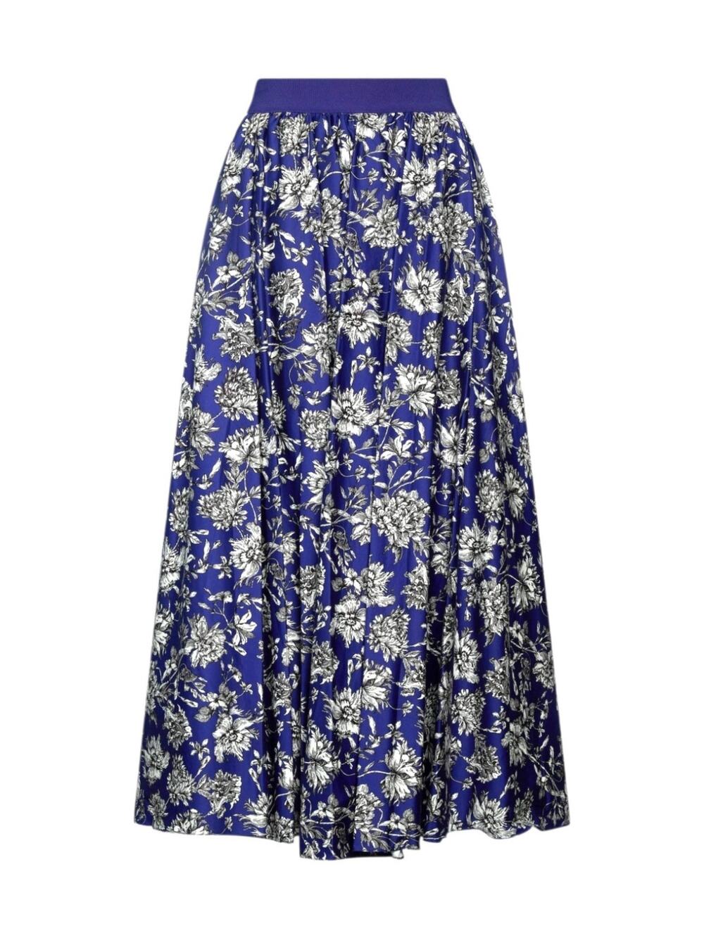 Alice + Olivia Nilda Blue White Floral Cotton Blend Maxi Skirt New With Tags